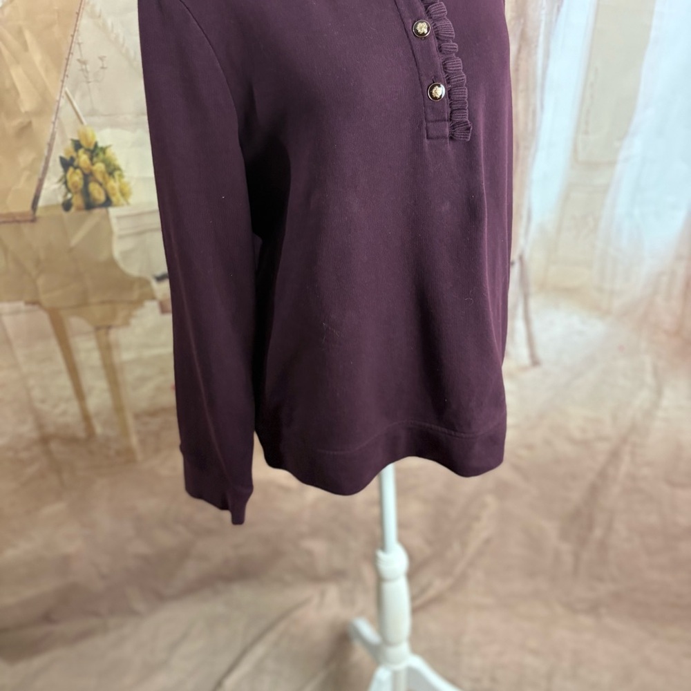 NEW Talbots Deep Purple Ruffled Sweater - Picture 7 of 10